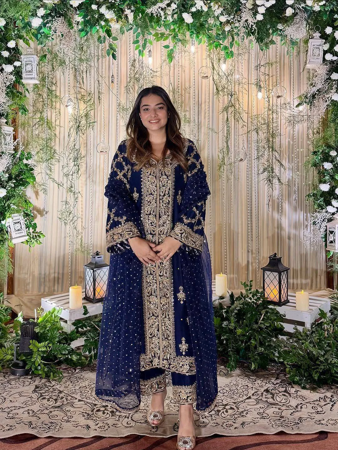 C585 1438 Georgette Zari Work Wedding Pakistani Suit Wholesale Surat