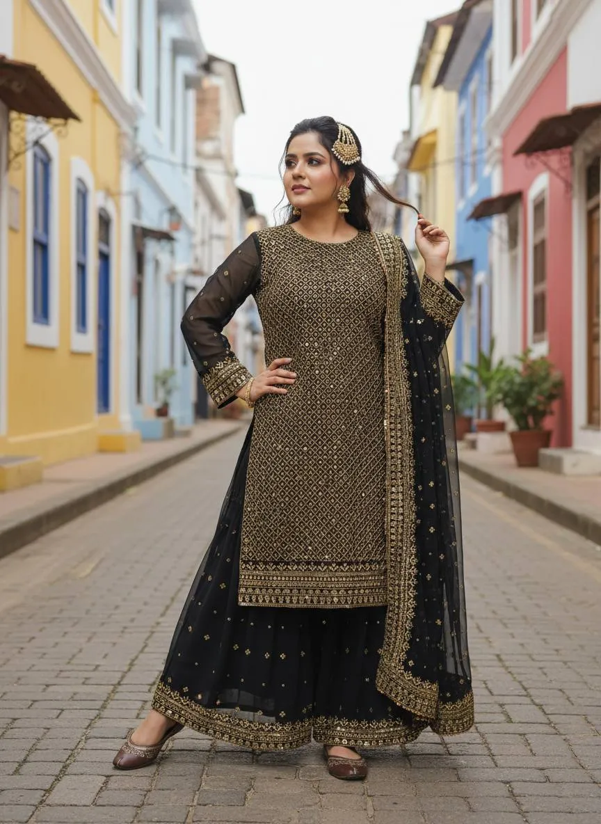 C585 1461 Georgette Embroidery Work Wedding Pakistani Suit Wholesale Surat