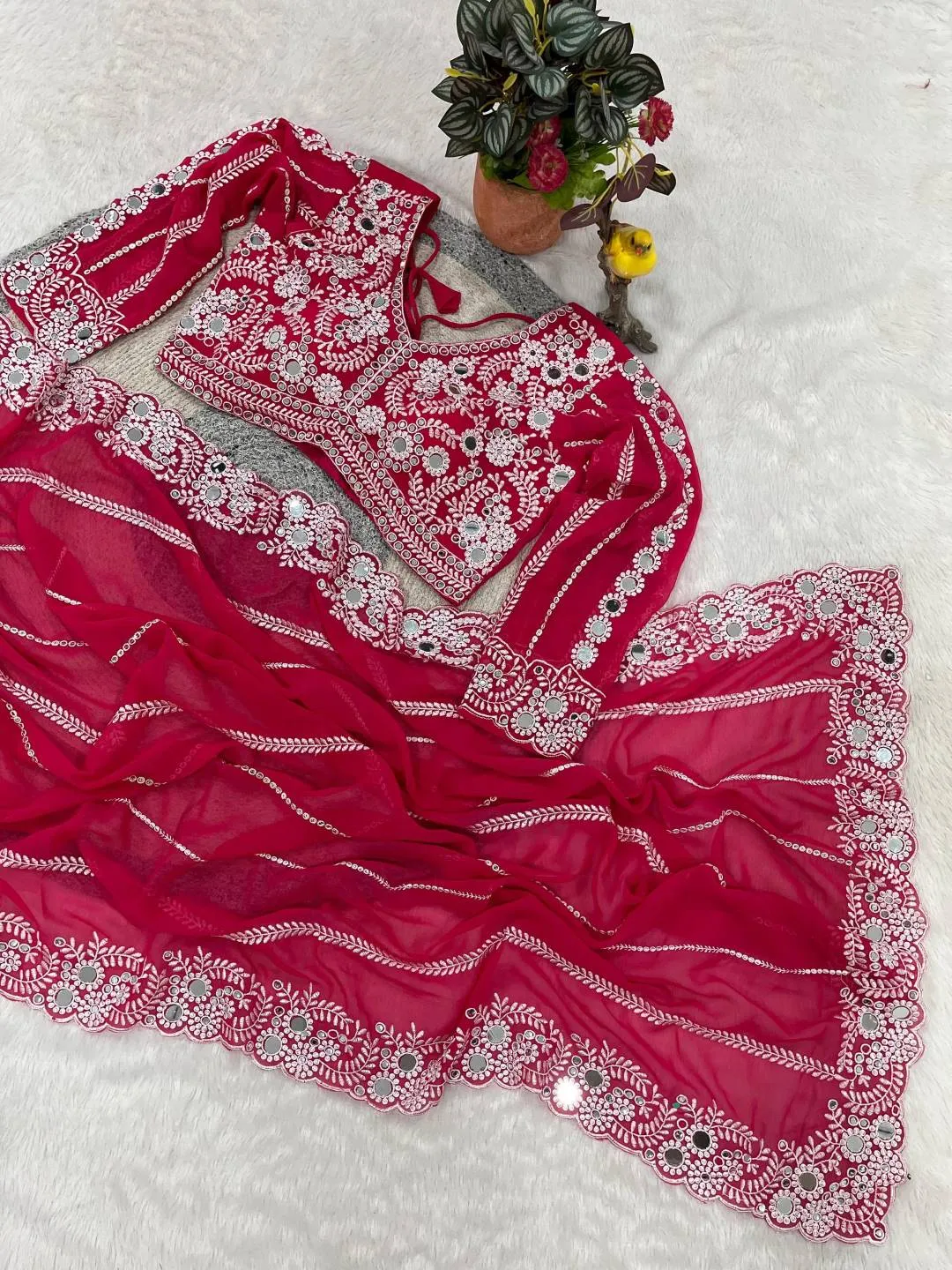 RBC 6075 Georgette Embroidery Wedding Wear Designer Saree Wholesale Surat