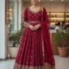 C585 1453 Chinon Silk Embroidery Work Gown Wholesale Surat