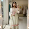 C585 1454 Chinon Silk Embroidery Festival & Party Wear Sharara Suit Wholesale Surat