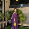 C585 1457 Chinon Silk Zari Work Long Readymade Dress Wholesale Surat