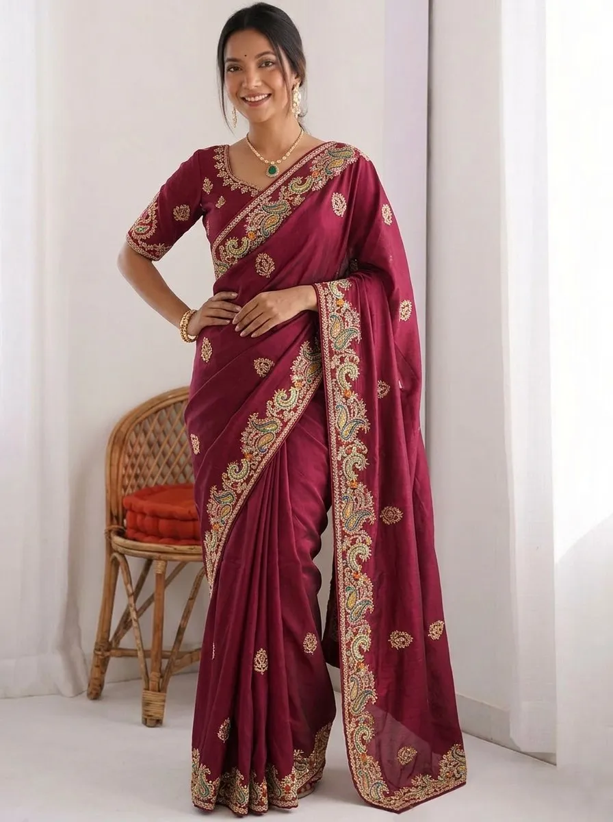 Kiara Mango Rangoli Silk Embroidery Work Saree Wholesale Surat
