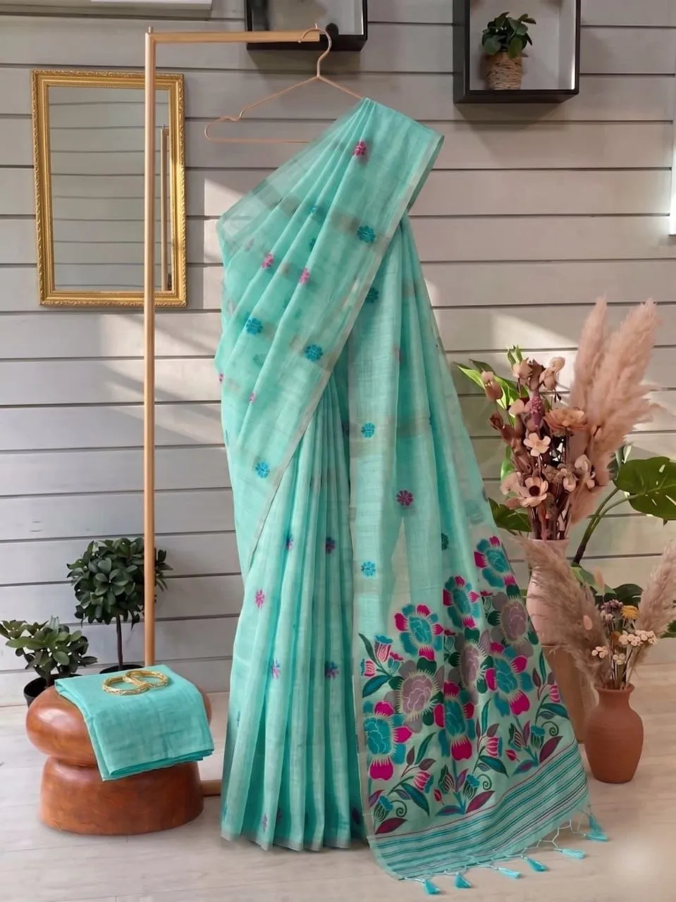 RGS Muga Cotton Flower Prined Festival Saree Wholesale Surat
