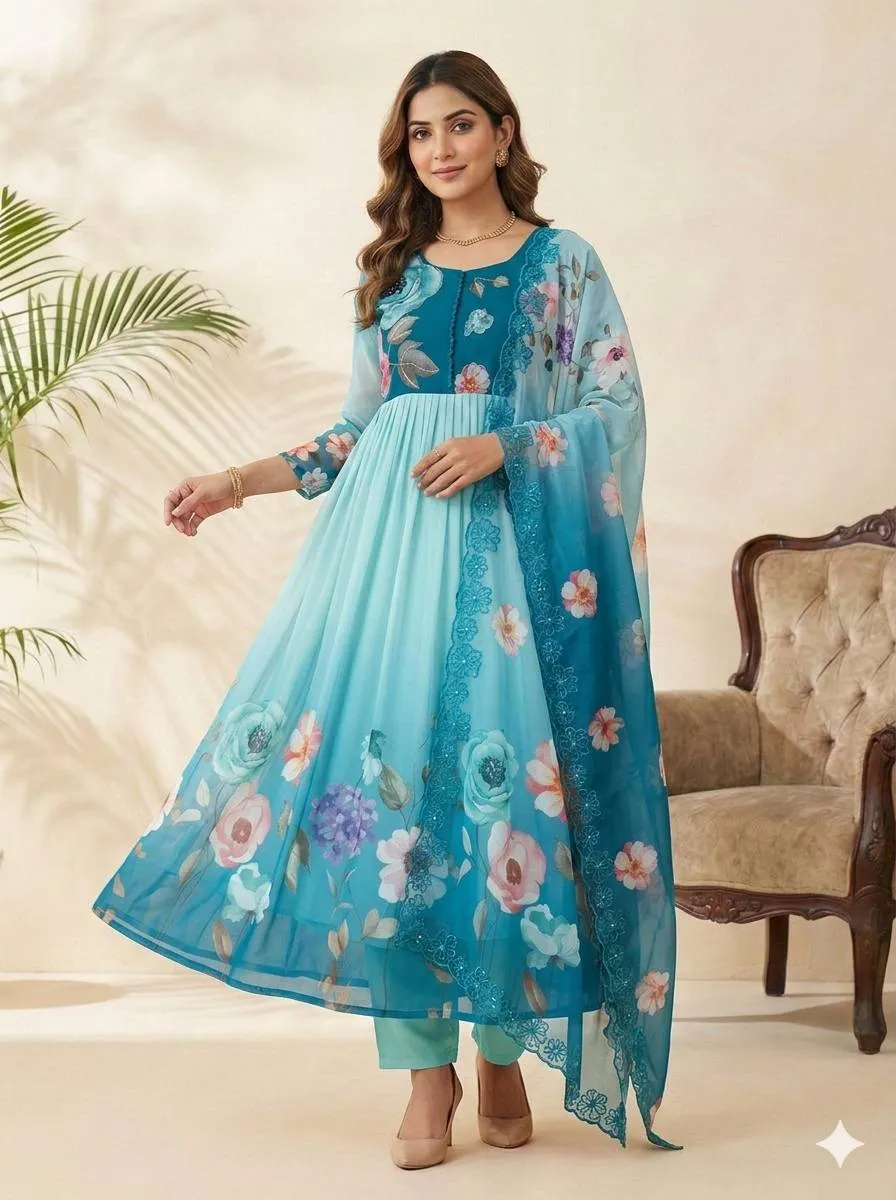 Alia 570 Georgette Hand Work Gown Wholesale Surat