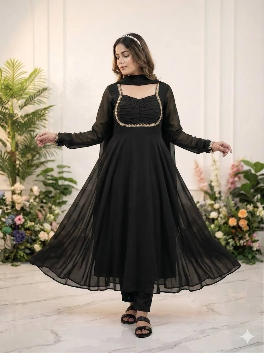 Alia 571 Georgette Embroidery Work Festival Gown Wholesale Surat