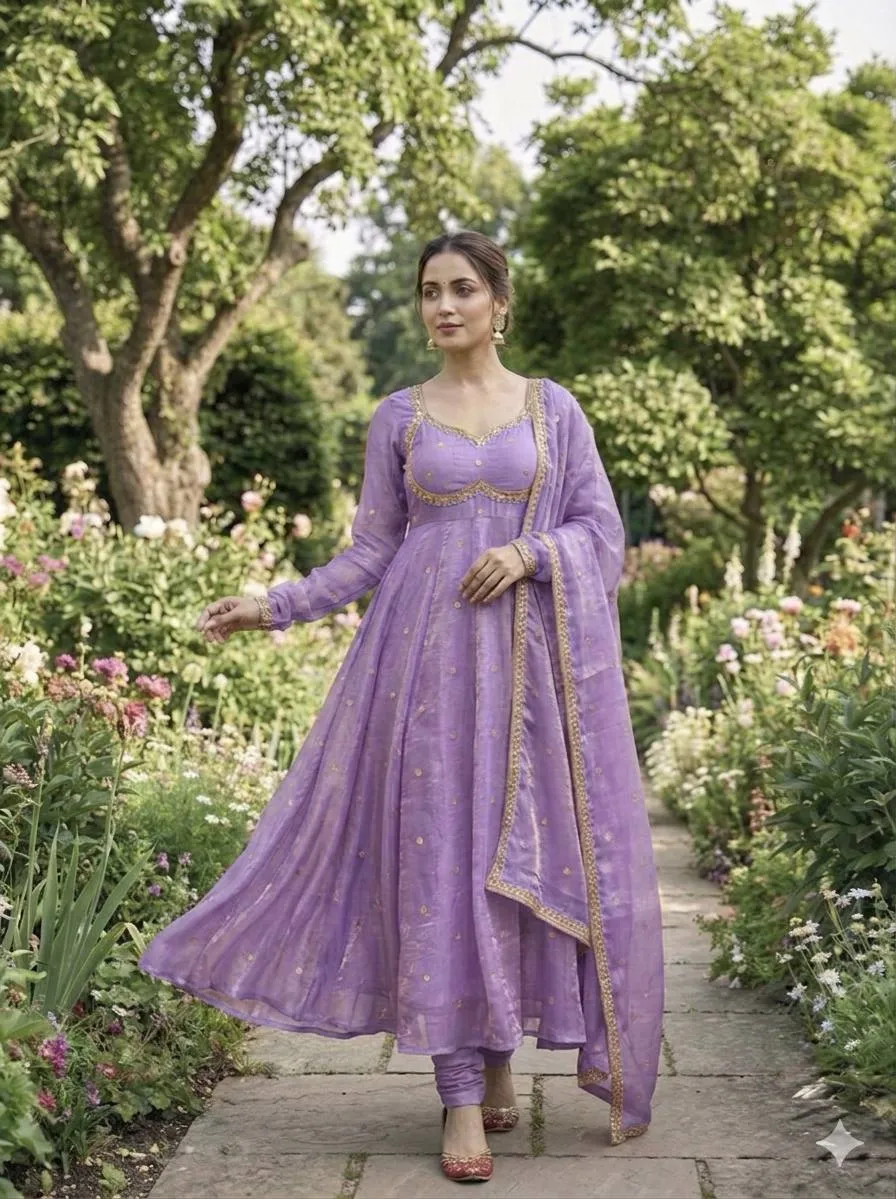 Alia 583 Fendi Satin Embroidery Festival Gown Wholesale Surat