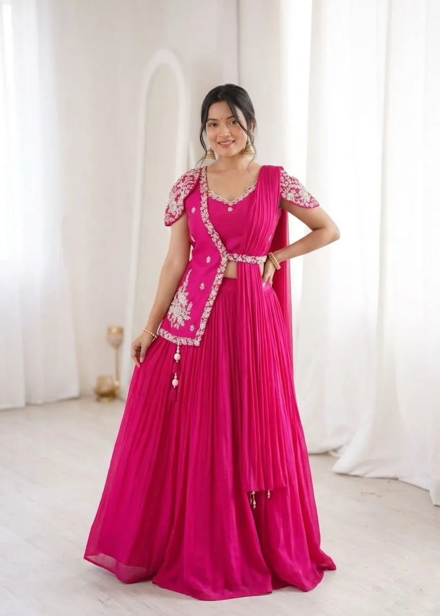 Madhuri 261 Chinon Embroidery Lehenga Choli With Jacket Wholesale Surat