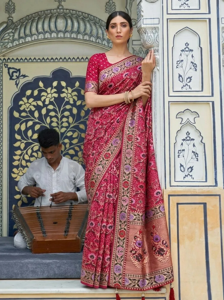 Kiara Bandhej Khadi Georgette Weaving Saree Wholesale Surat