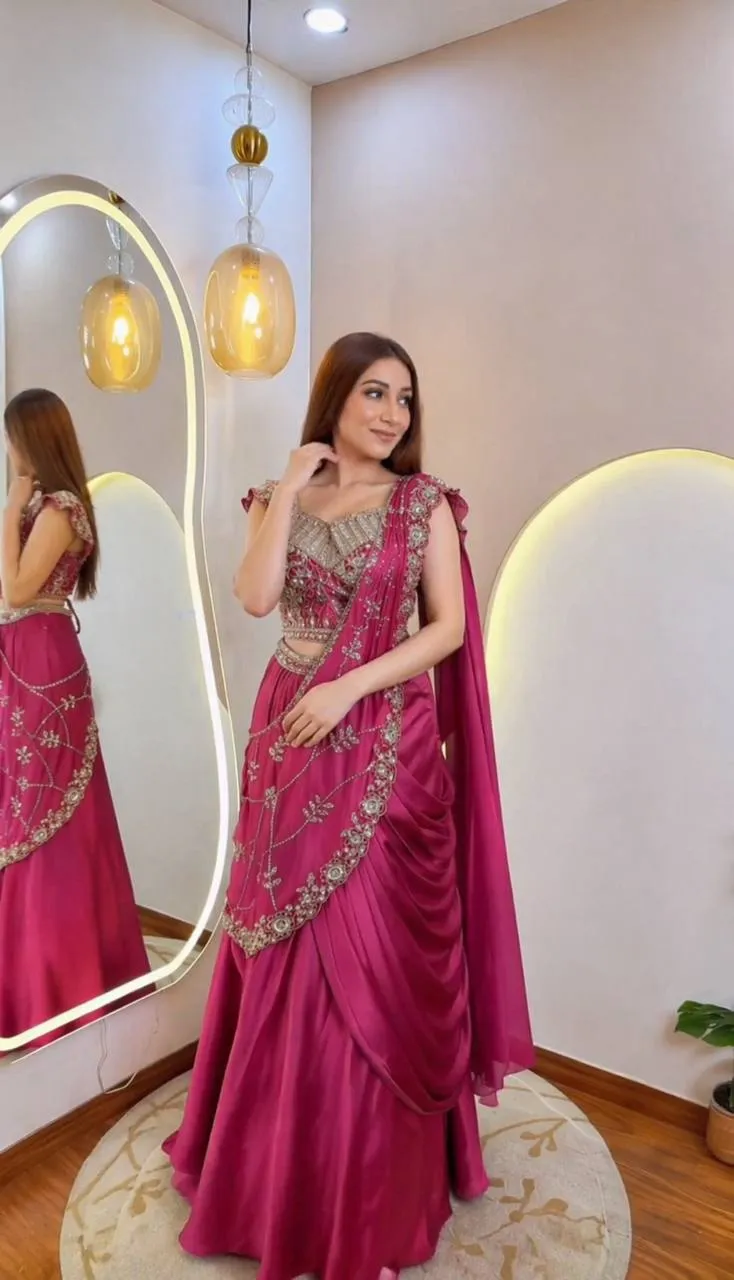 BDB 68 Crep Silk Embroidey In Do Wessten & Ready To Wear Saree Wholesale Surat