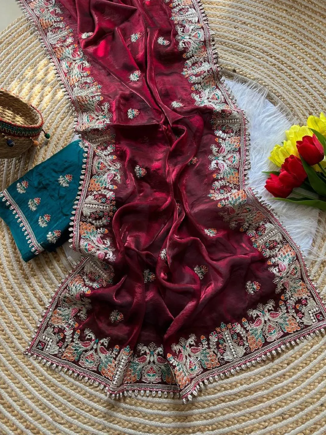 MHV Ayra Silk Embroidery Party & Festival Wear Saree Wholesale Surat
