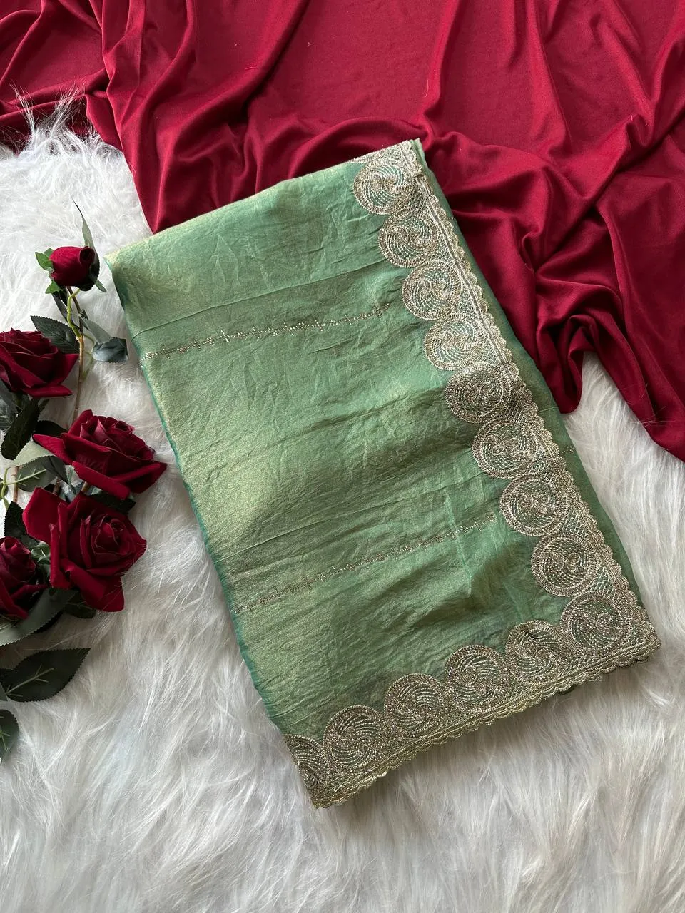 MHV Chiffon Two Ton Embroidery Work Daily Wear Saree Wholesale Surat