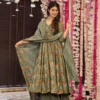 FFD Rayon Slub Printed Green Anarkali Gown Sharara Wholesale Surat