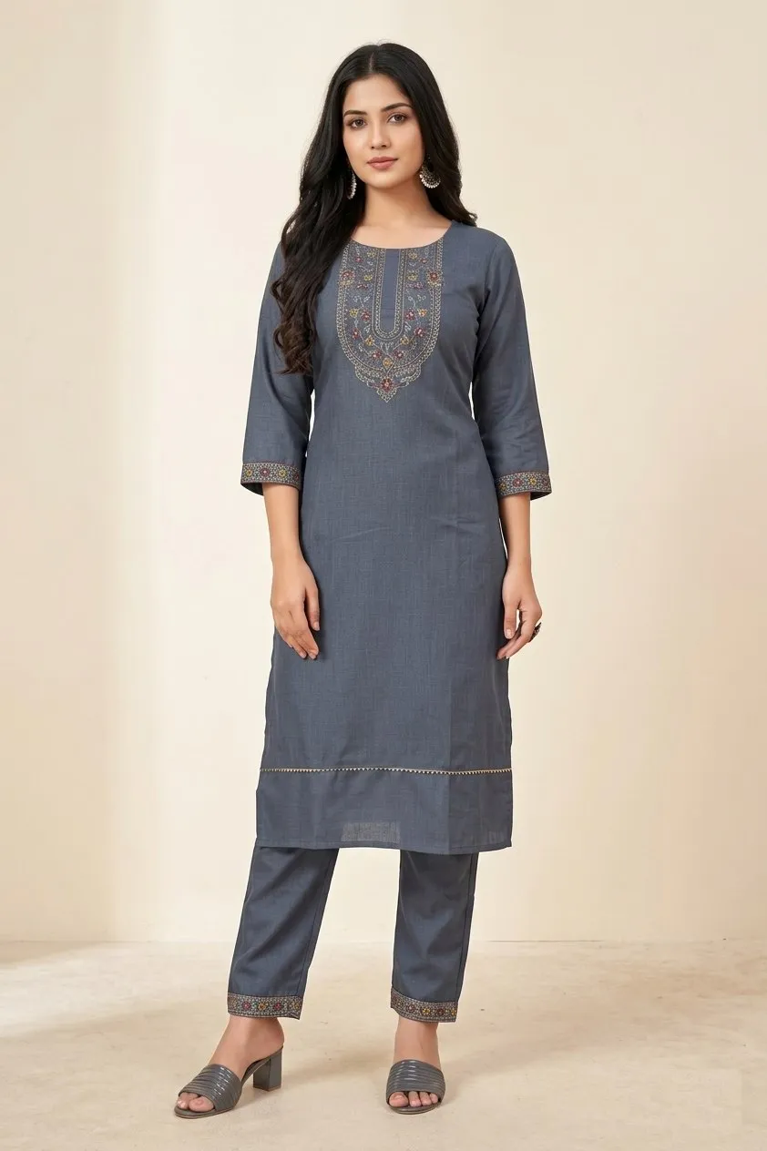 Shiv 730 Cotton Blend Thread Work Kurti Surat Wholesale