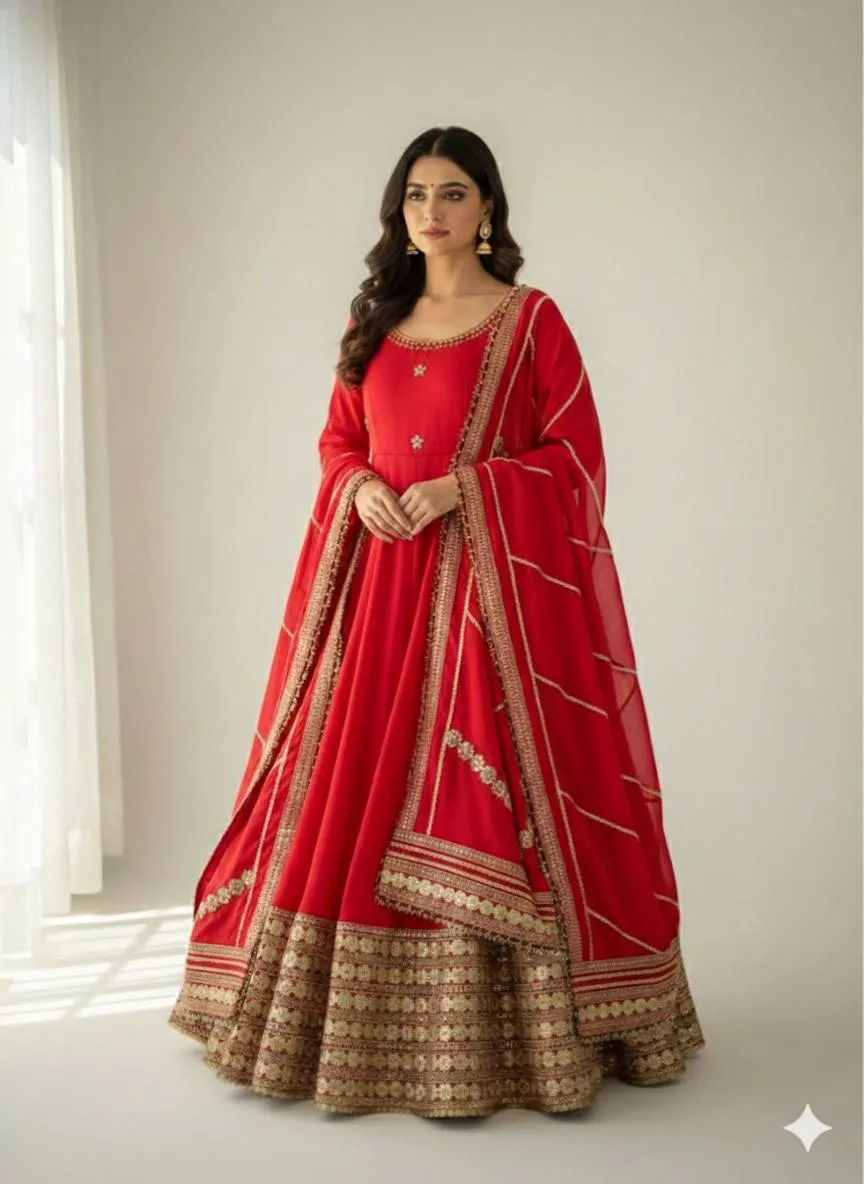 Alia 551 Chinon Silk Embroidery Festival Gown Wholesale Surat