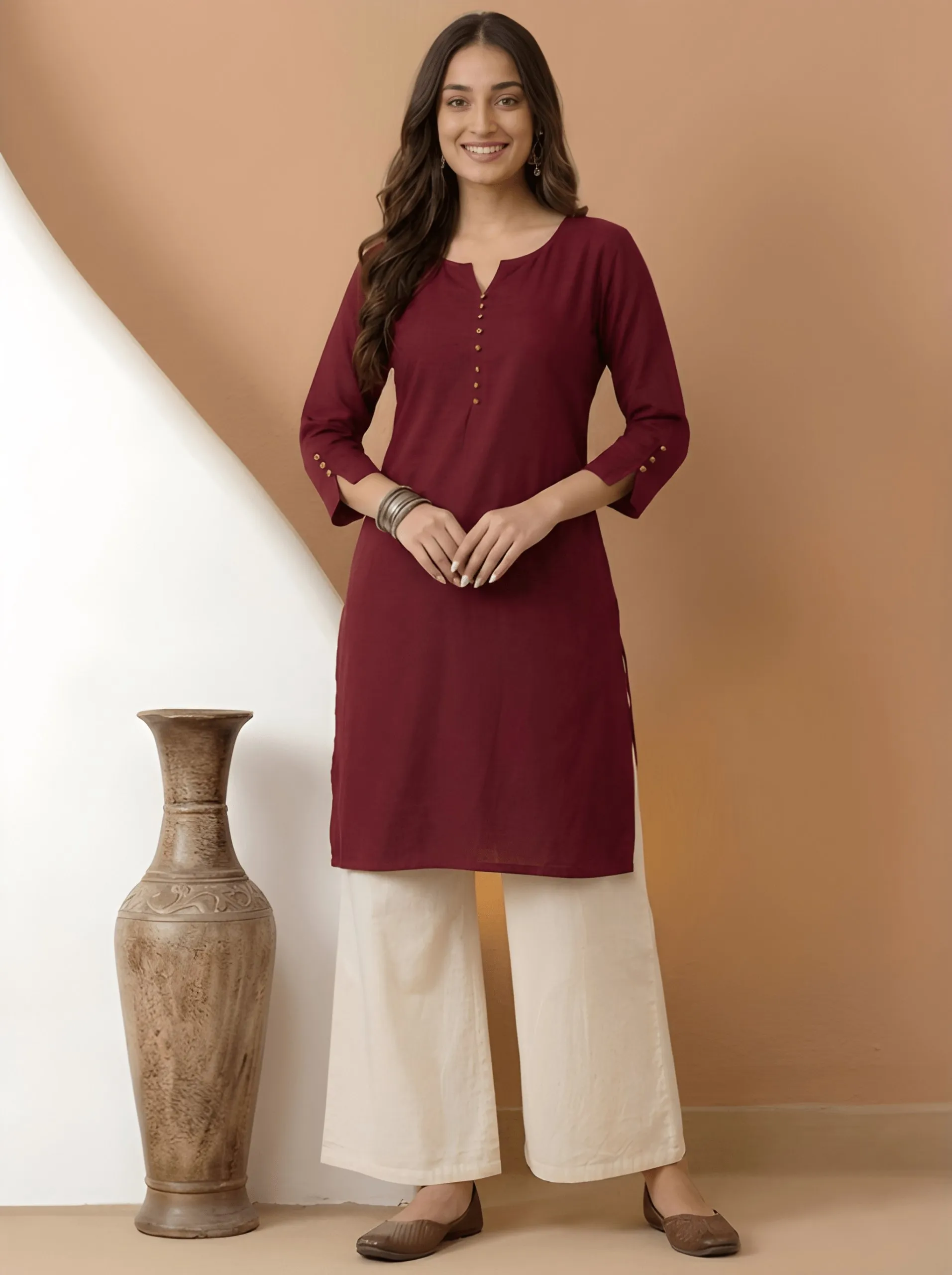 Shiv 1012 Roman Silk Maroon Kurti Daily Wear Wholesale Surat