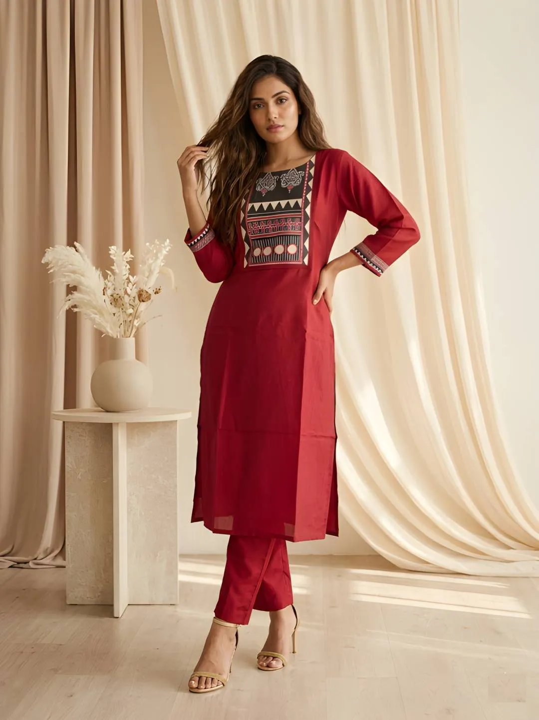 Shiv 3002 Roman Silk Maroon Color Printed Kurti Wholesale Surat