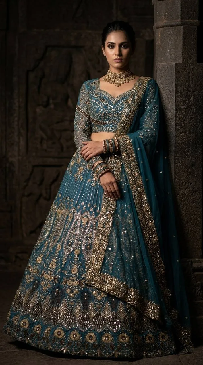 SBD 1693 Butterfly Net Embroidery Wedding Wear Lehenga Choli Wholesale Surat