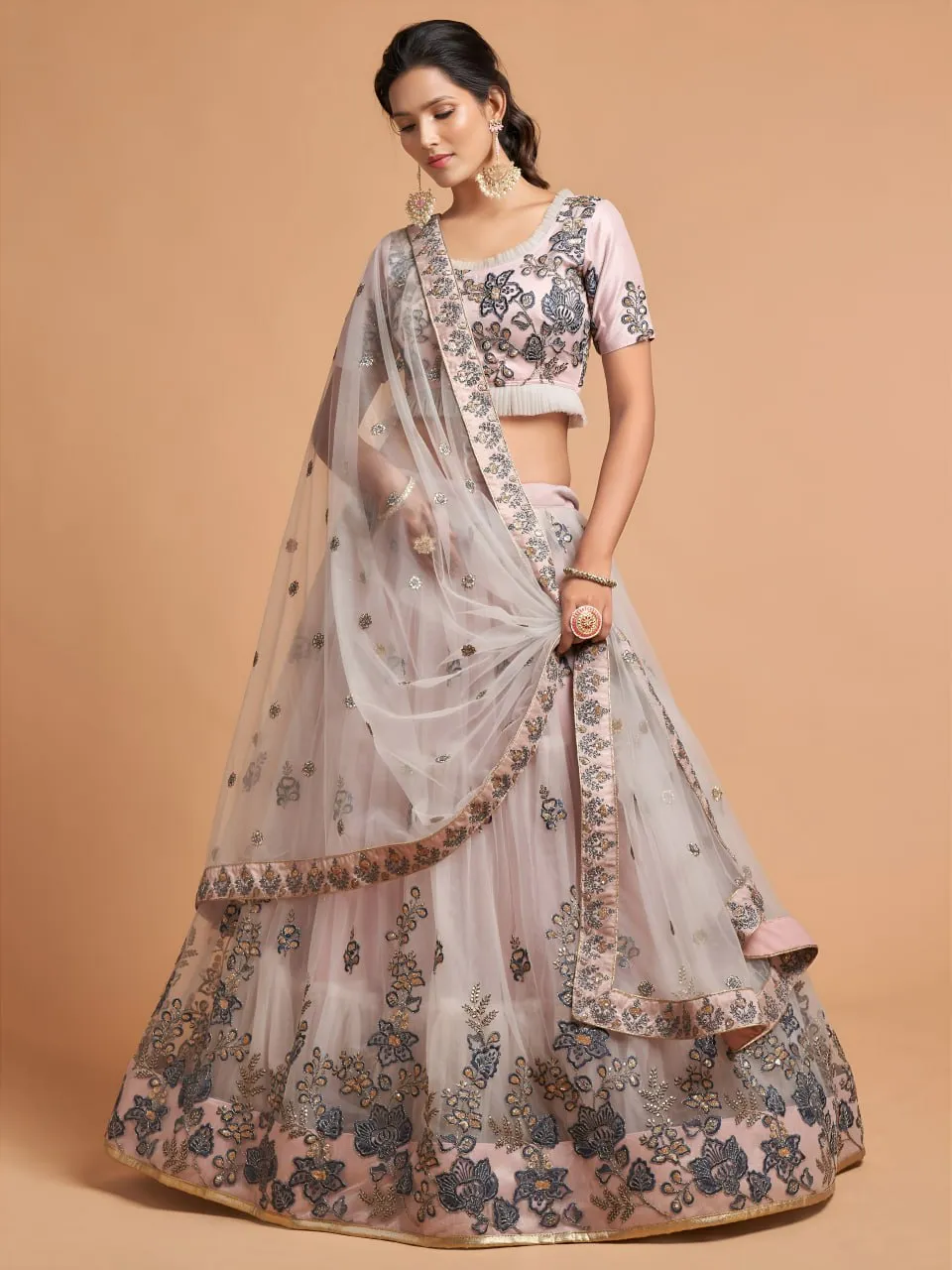 Zeel 7307 Net Zari Embroidery Work Wedding Lehenga Choli Wholesale Surat