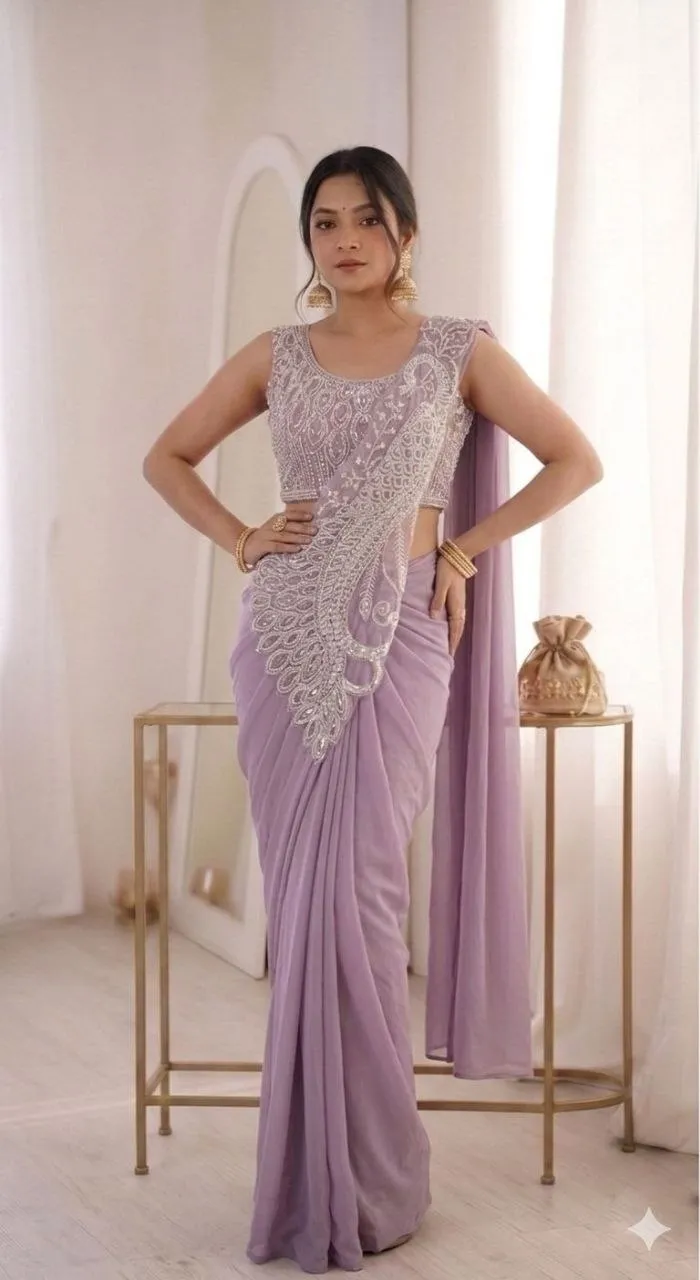 Madhuri 263 Georgette Embroidery Wedding Ready To Wear Saree Wholesal Surat