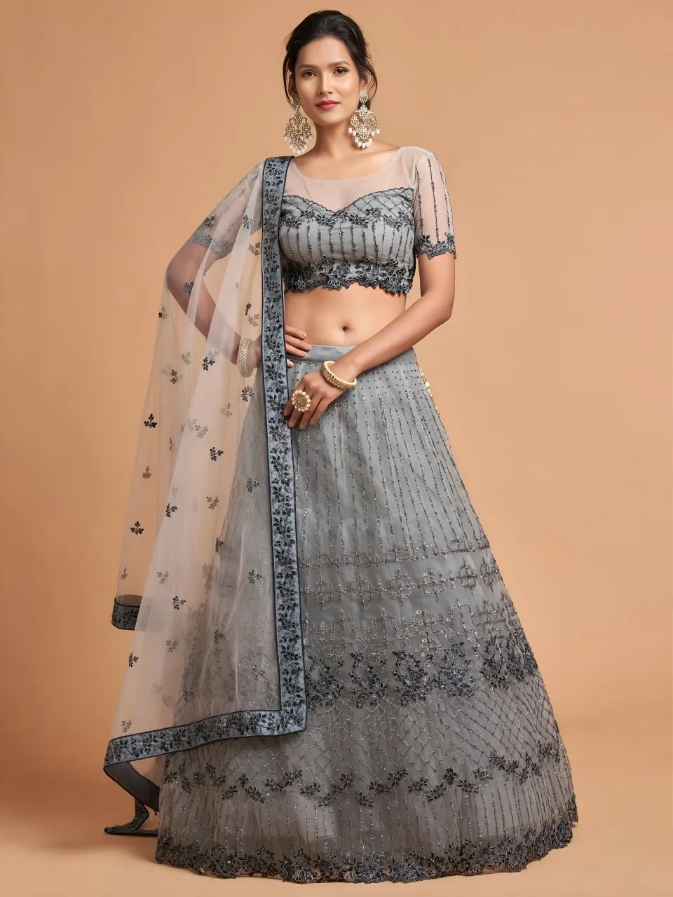 Zeel 7312 Net Embroidery Work Wedding Lehenga Choli Wholesale Surat