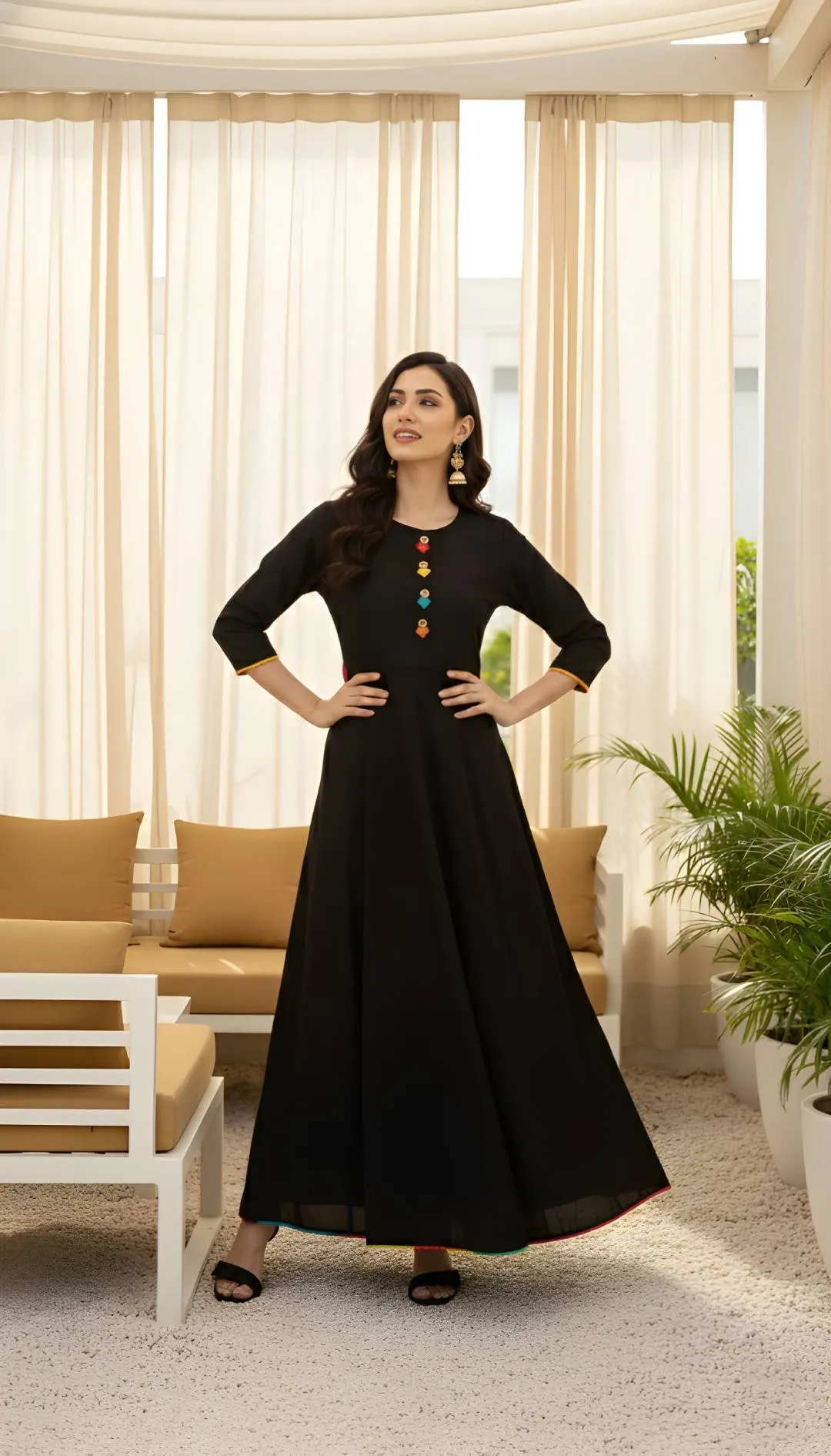 Shiv 701 Rayon Solid Black Long Dress Wholesale Online Surat