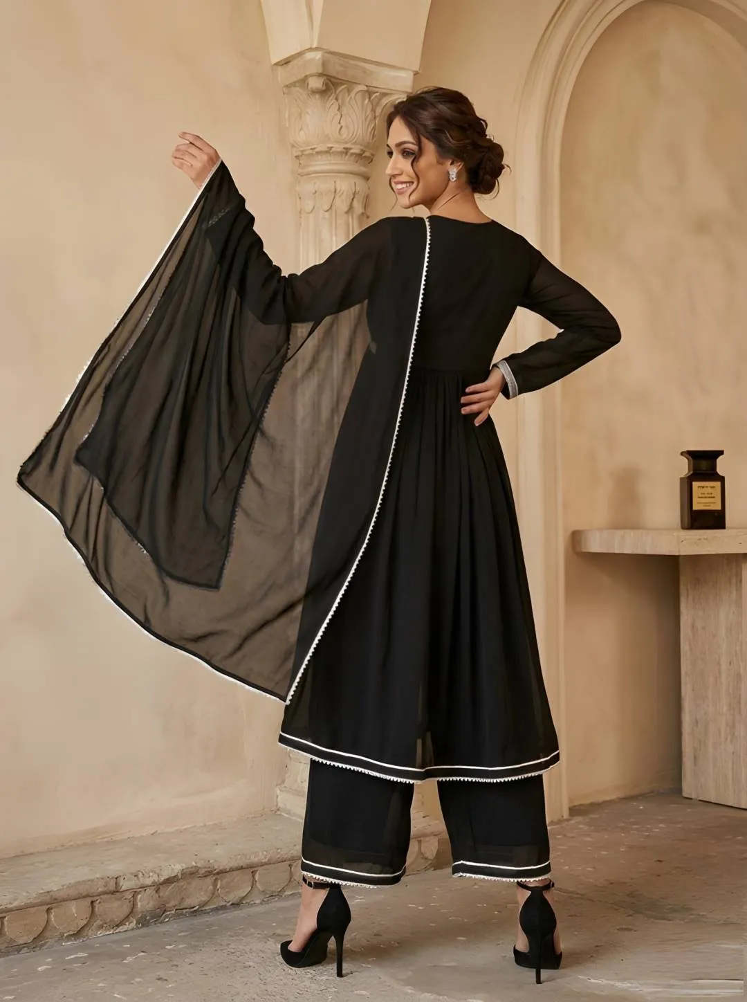 Shiv 375 Georgette Black Anarkali Gown Wholesale Online Surat