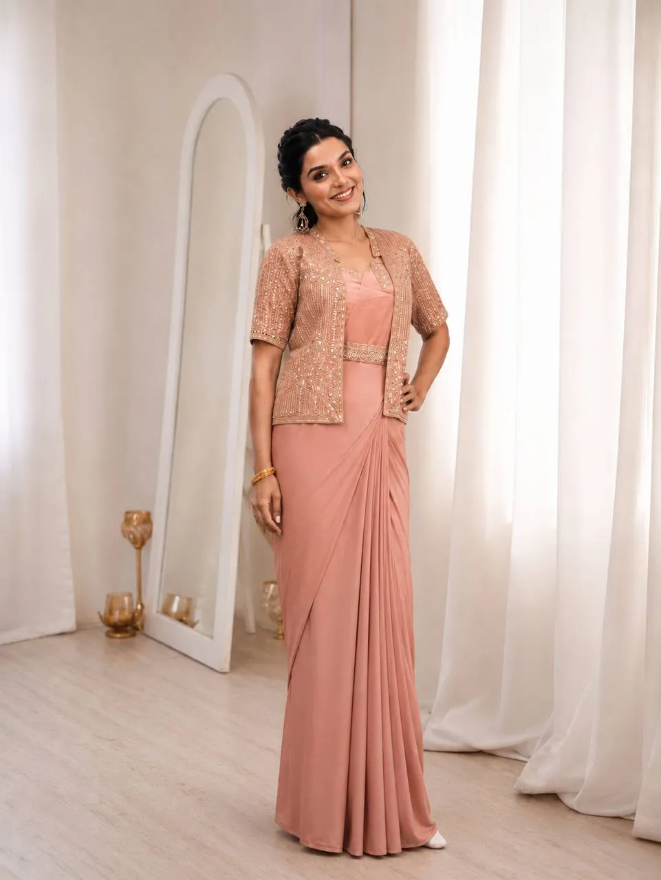 BDB 72 Crep Silk Embroidery Wedding Wear Ready To Wear Saree Wholesale Surat