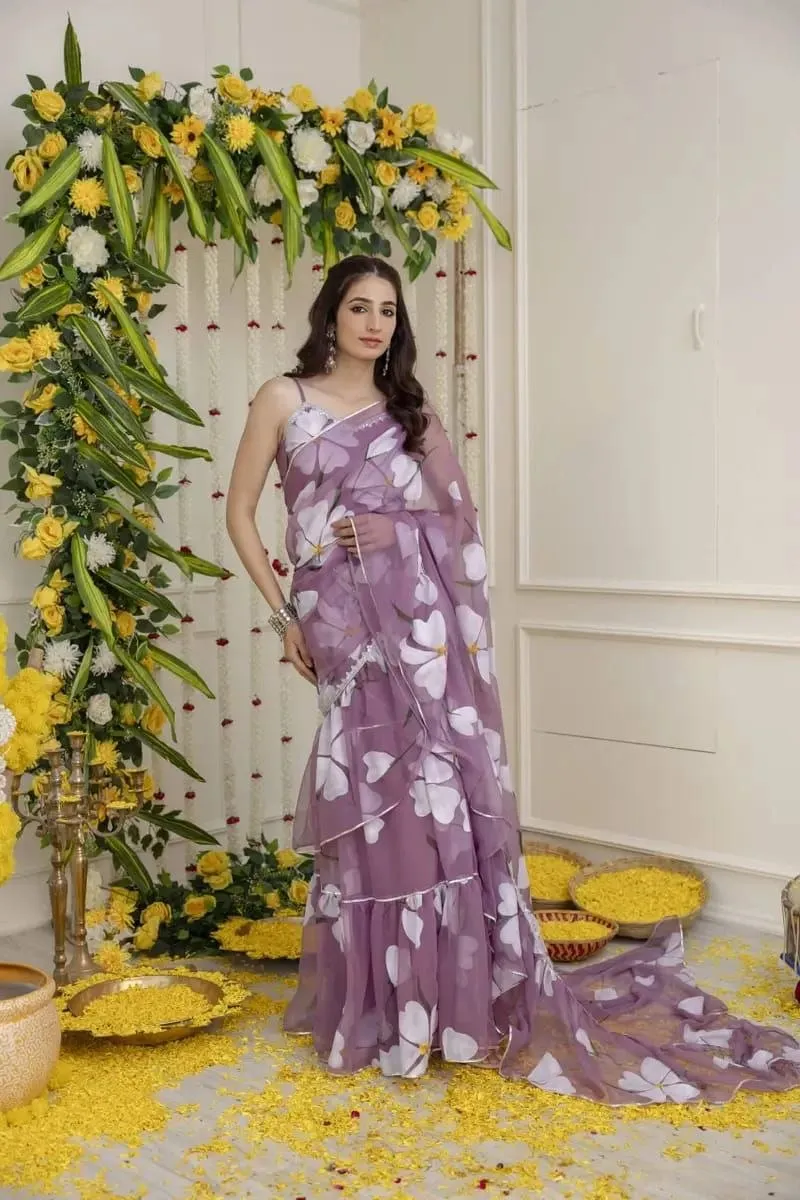 HCR 1132 Georgette Printed Ready To Wear Lehenga Saree Wholesale Surat