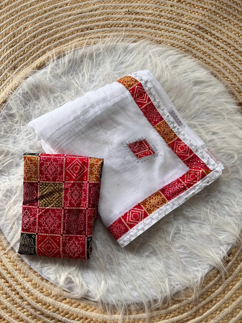 MHV Rishika Crunchy Silk Bandhani Work Festival Saree Wholesale Surat