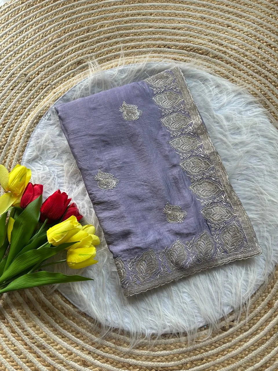 MHV Sitara Satin Silk Embroidery Saree Wholesale Surat