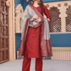 FFD Silk Jacquard Festival Kurti Pant Dupatta Set Wholesale Surat Online