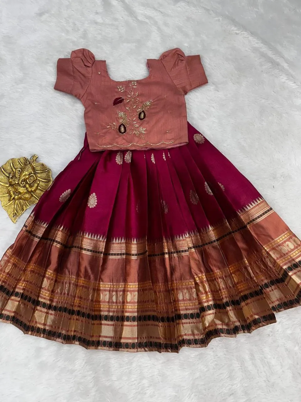 Pari Silk Zari Weaving Work Kids Wear Top Lehenha Wholesale Surat