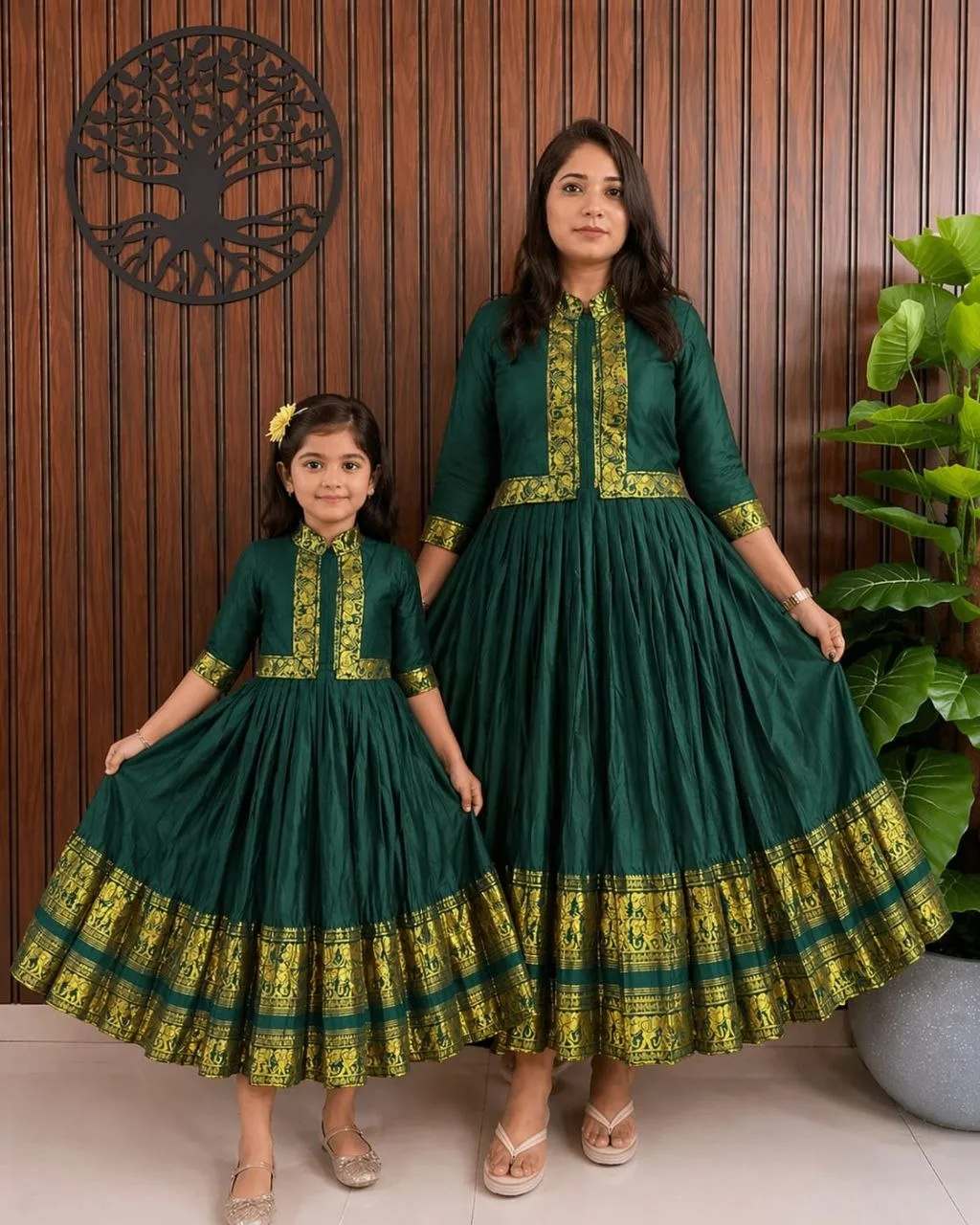 Pari Combo Gown Cottan Silk Weaving Festival Kids Gown Combo Wholesale Surat