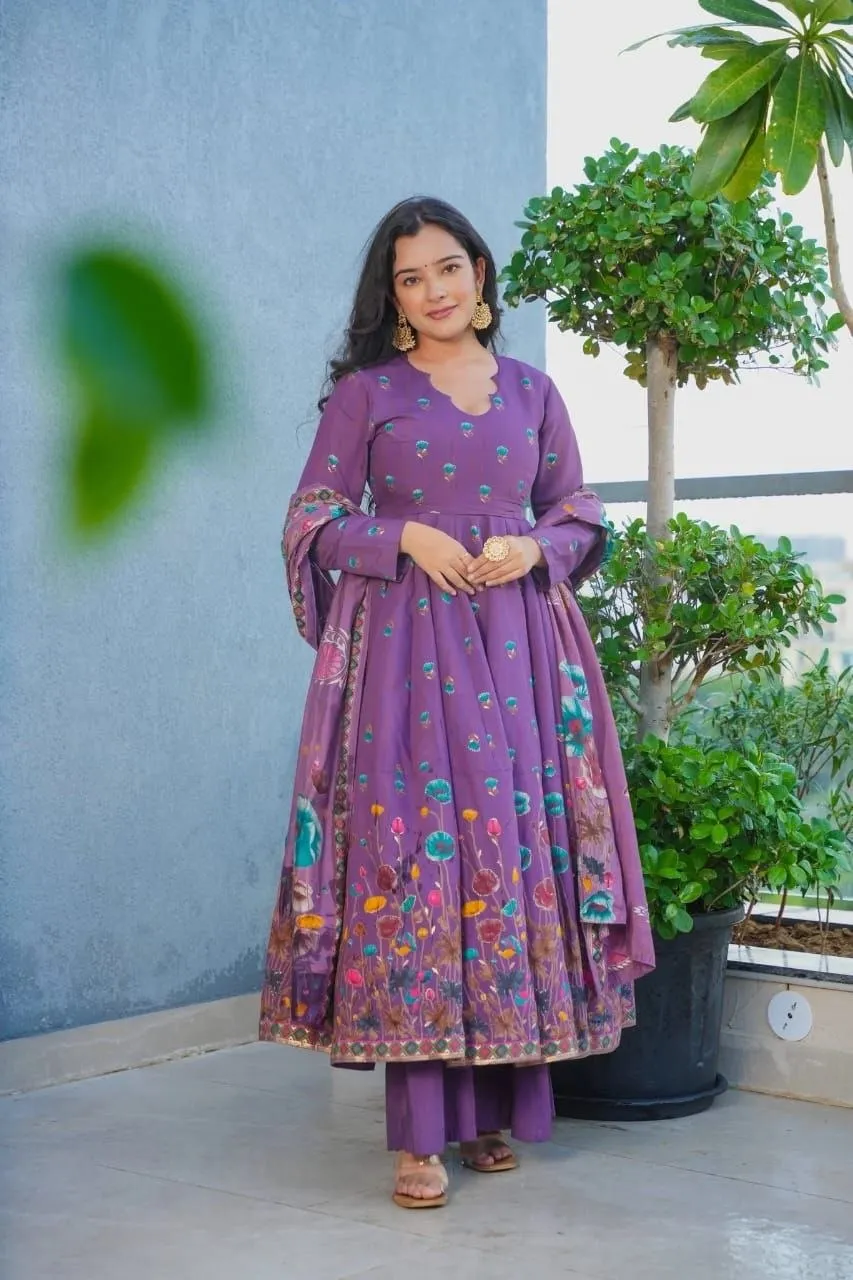 ATQ 2111 Muslin Printed Festival Gown Sharara Wholesale Surat