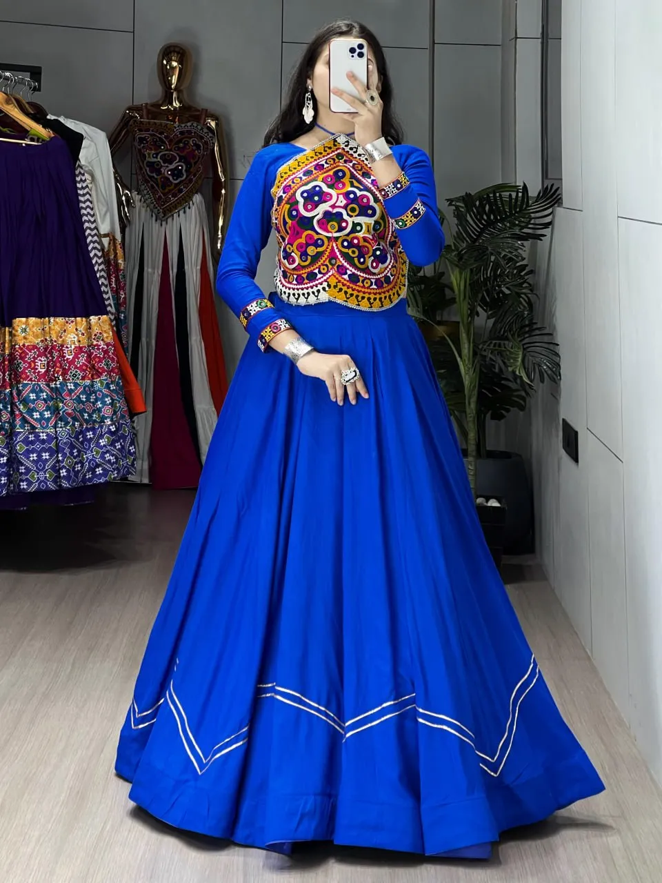 WMT 8056 Rayon Cotton Work Navratri Top Gown Wholesale Surat