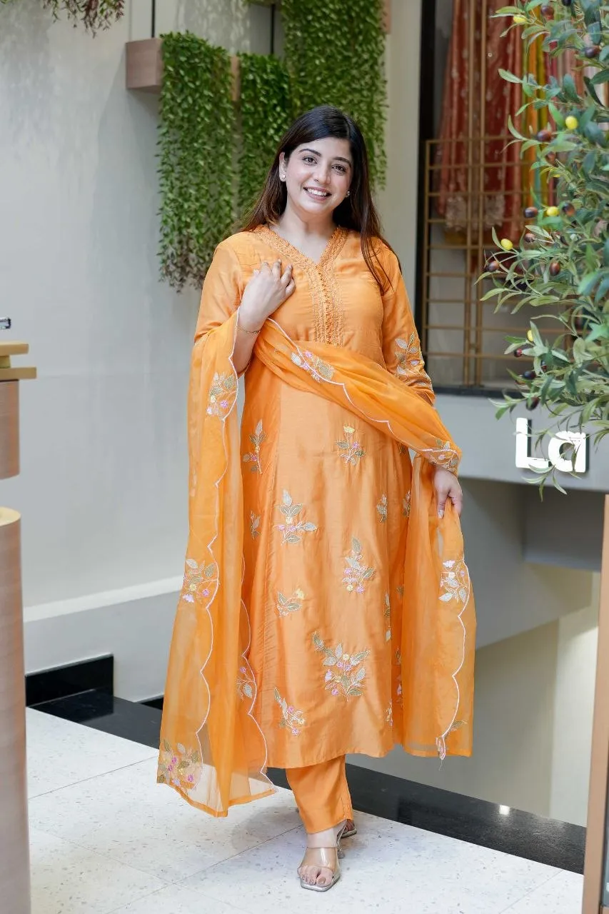 ATQ 2114 Musline Embroidery Hand Work Readymade Dress Wholesale Surat