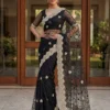 DKT Net Embroidery Diamond Work Wedding Wear Saree Wholesale Surat