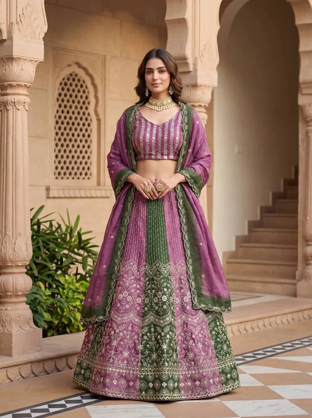 DKT 5147 Chinon Embroidery Work Wedding Lehenga Choli Wholesale Surat