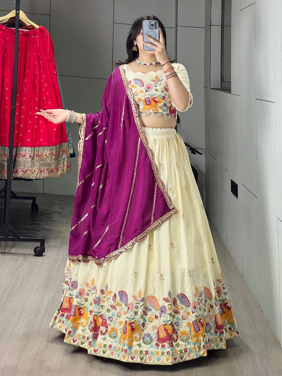 WMT 8138 Crush Vichitra Embroidery Festival Lehenga Choli Wholesale Surat