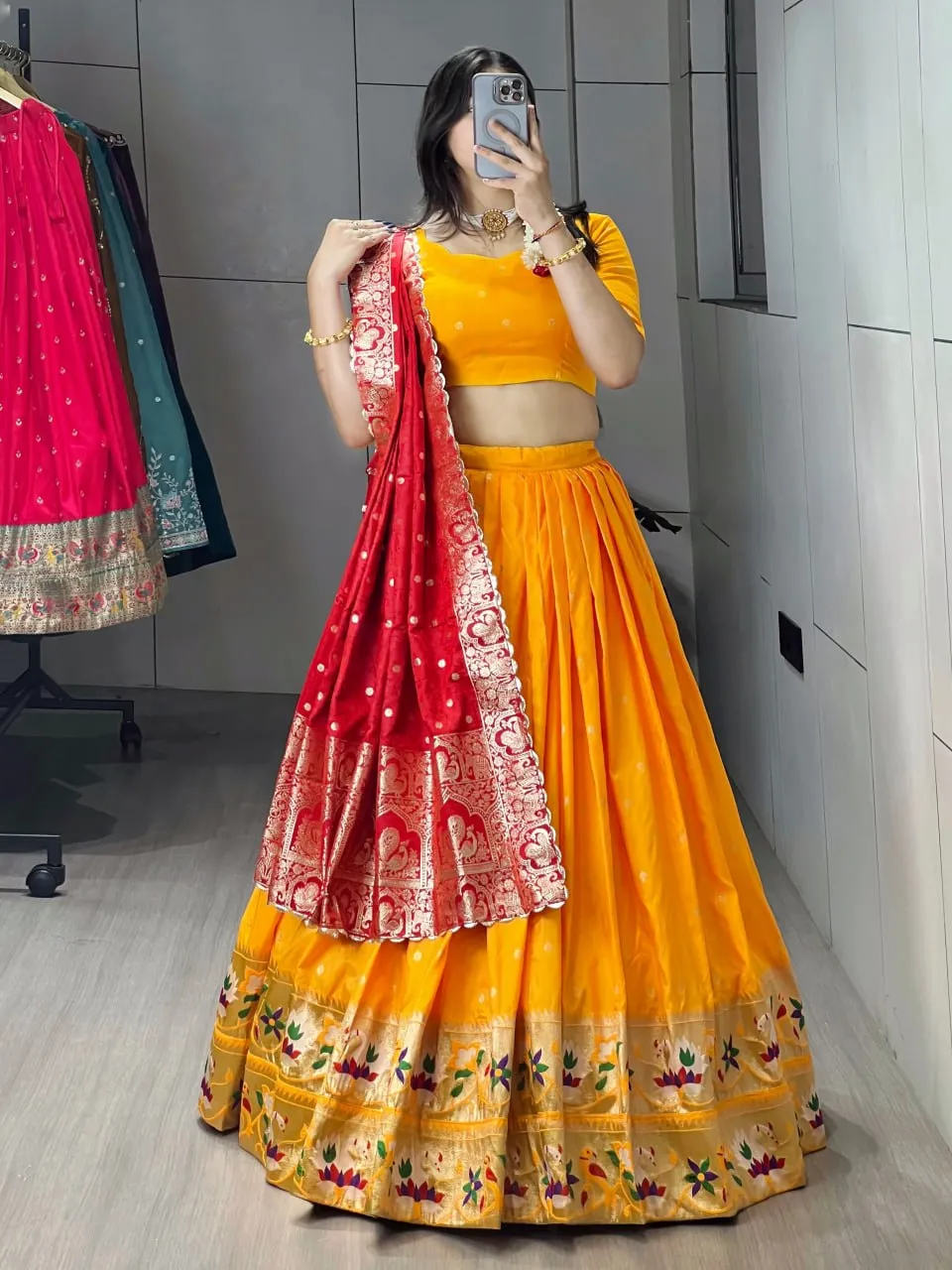 WMT Kalyani Paithani Silk Haldi Festival Lehenga Choli Wholesale Surat