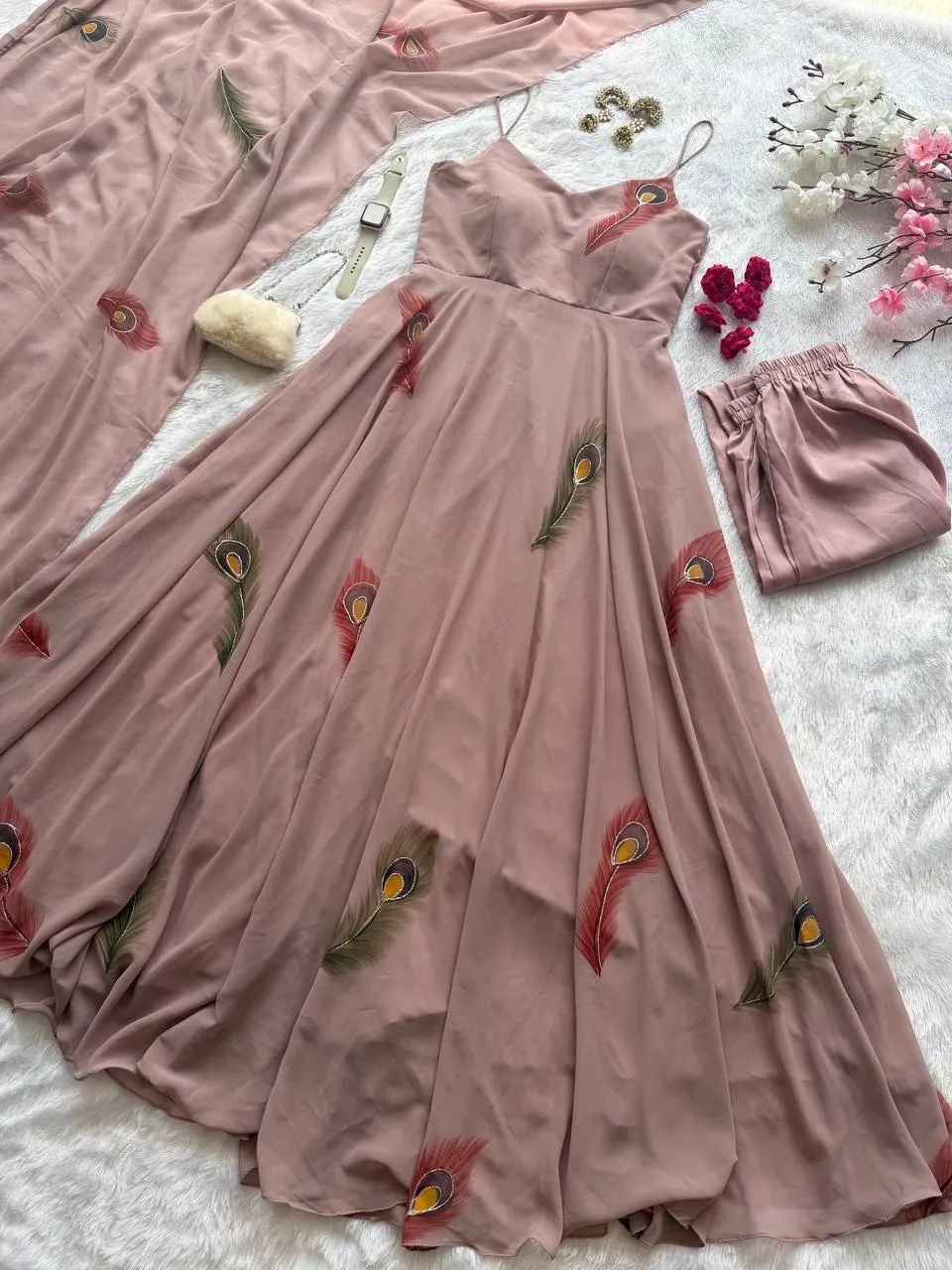 SWT 334 Jimmy Organza Anarkali Printed Gown Wholesale Surat