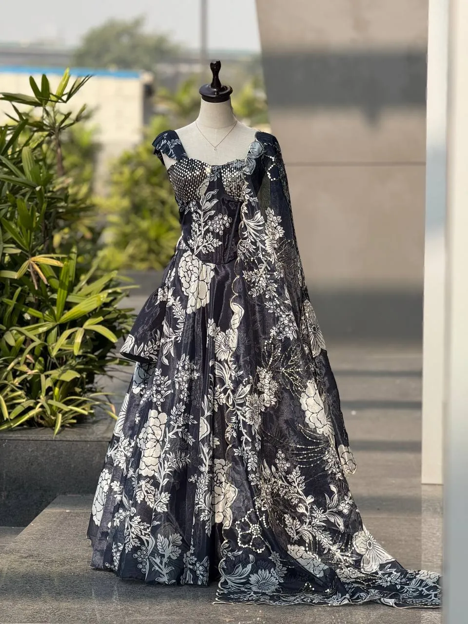 SWT 335 Georgette Anarkali Festival Top Gown Wholesale Surat