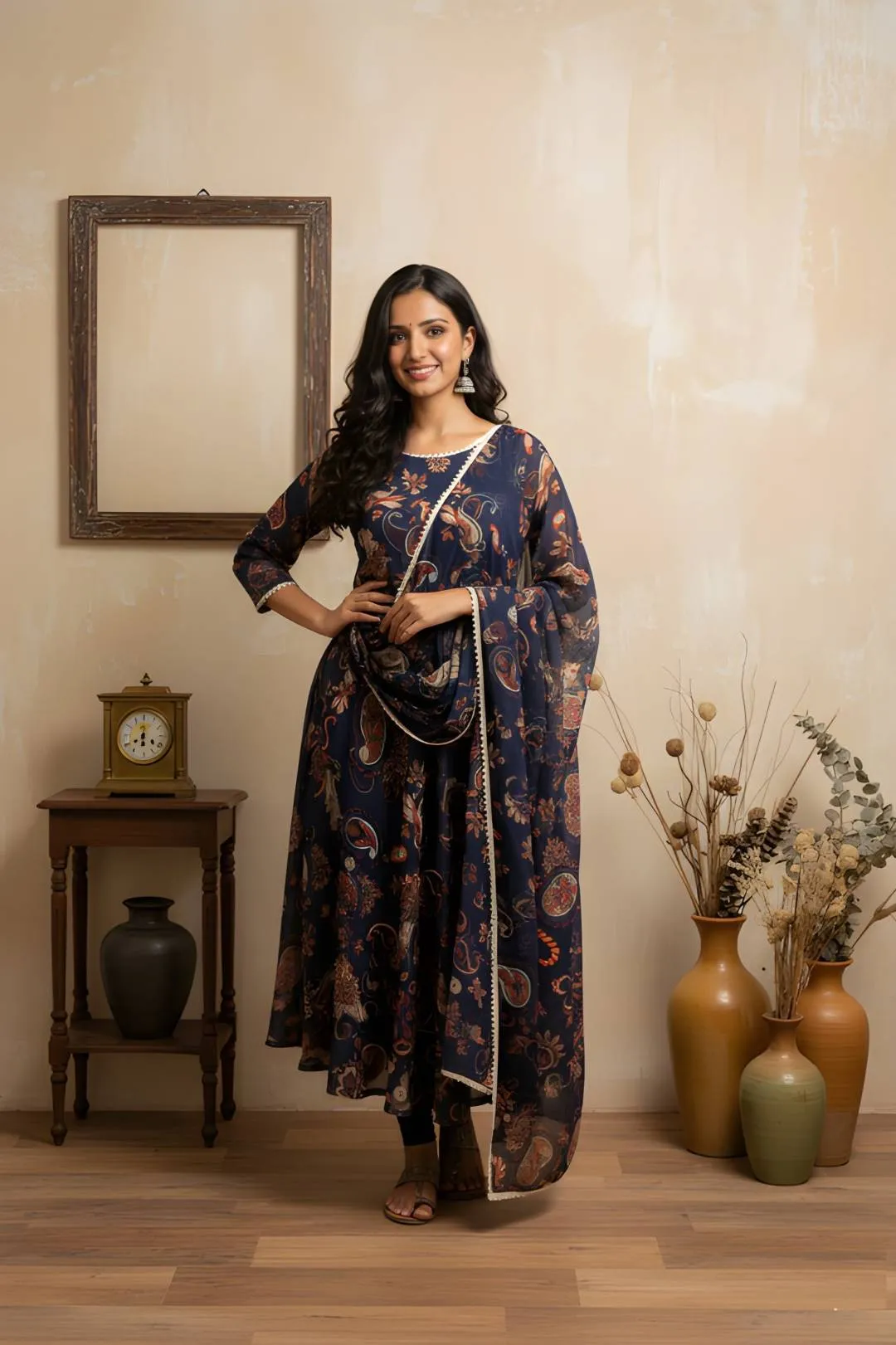 Shiv 361 Georgette Printed Nevy Blue Readymade Dress Wholesale Surat