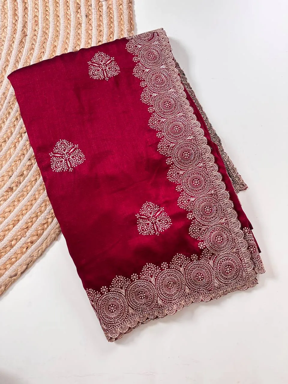 MHV Radhika Elegant Vichitra Embroidery Festival Saree Wholesale Surat