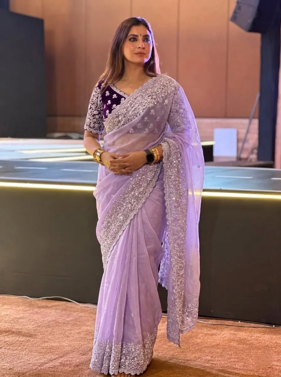 Kiara Lovender Organza Party & Wedding Wear Saree Wholesale Surat