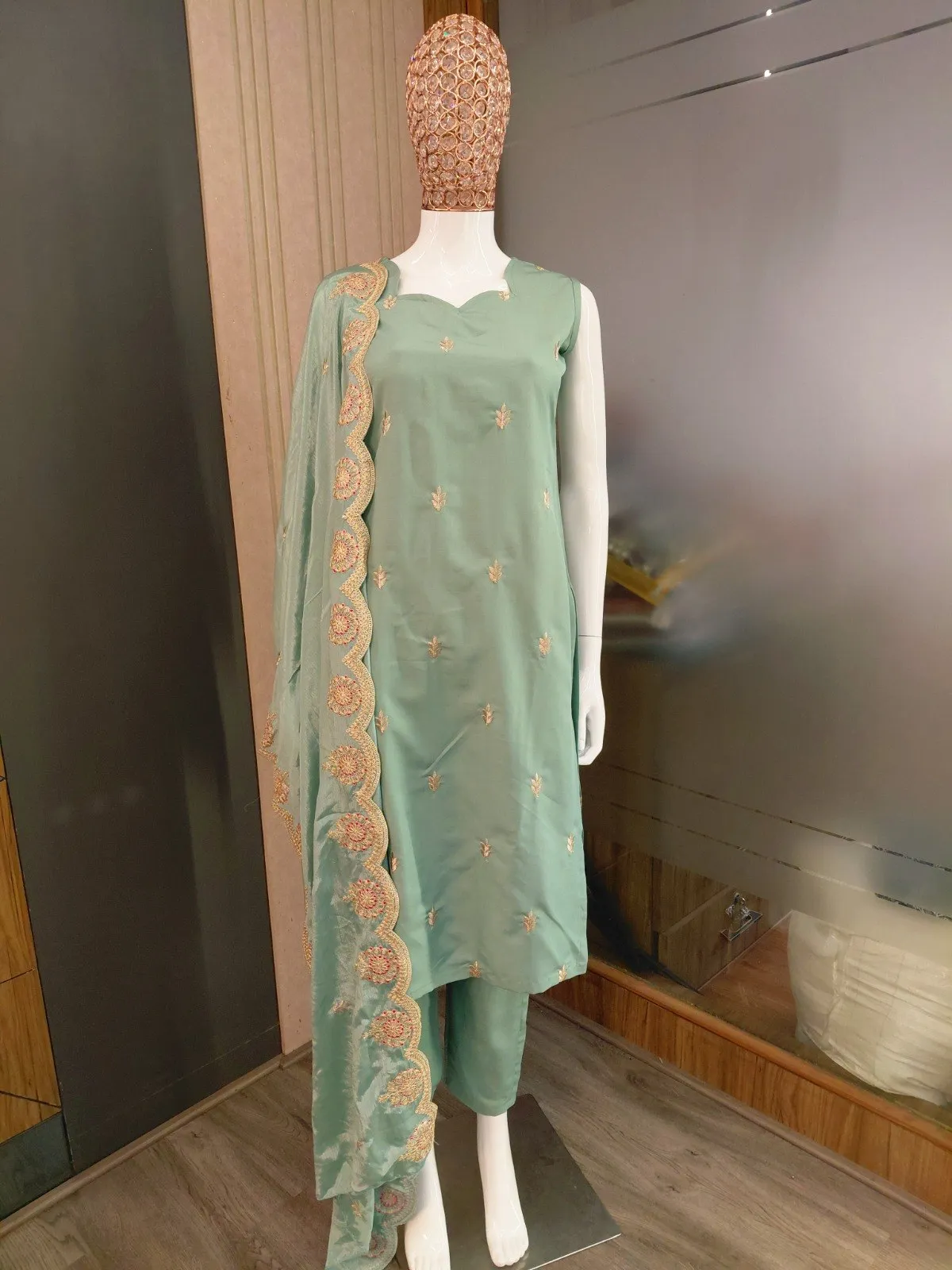 Latest FFD Tesla Embroidery Kurti Pant Dupatta Set Wholesale Surat 2026