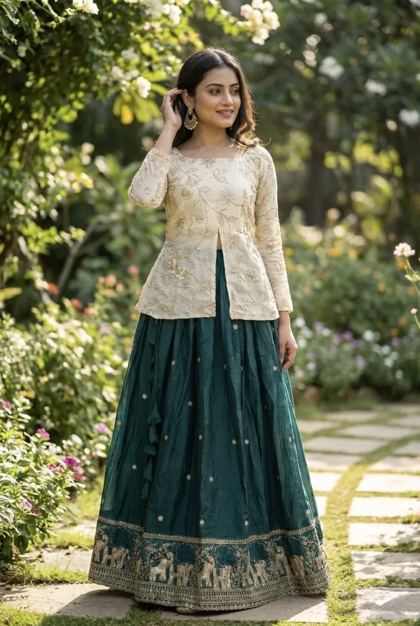 Mohini 7168 Fendy Silk Zari Embroidery Work Crop Top Wholesale Surat
