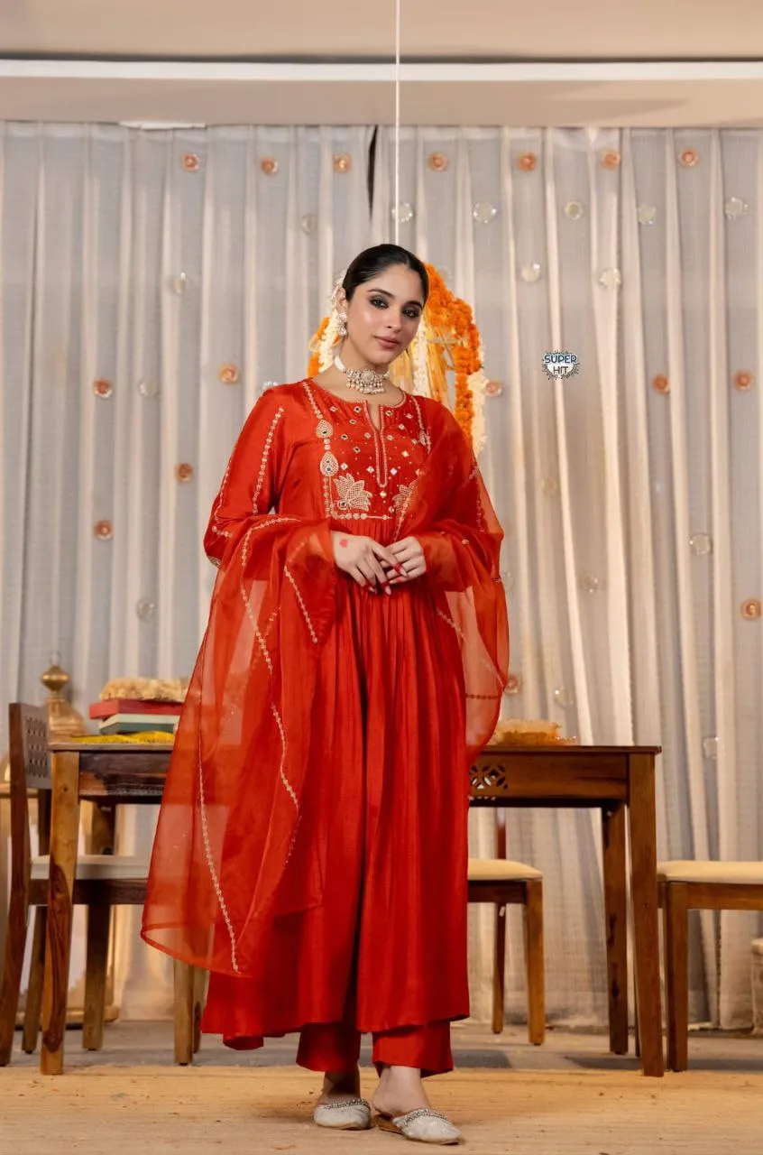 Laxmy 2127 Chanderi Silk Embroidery Festival Readymade Gown Wholesale Surat