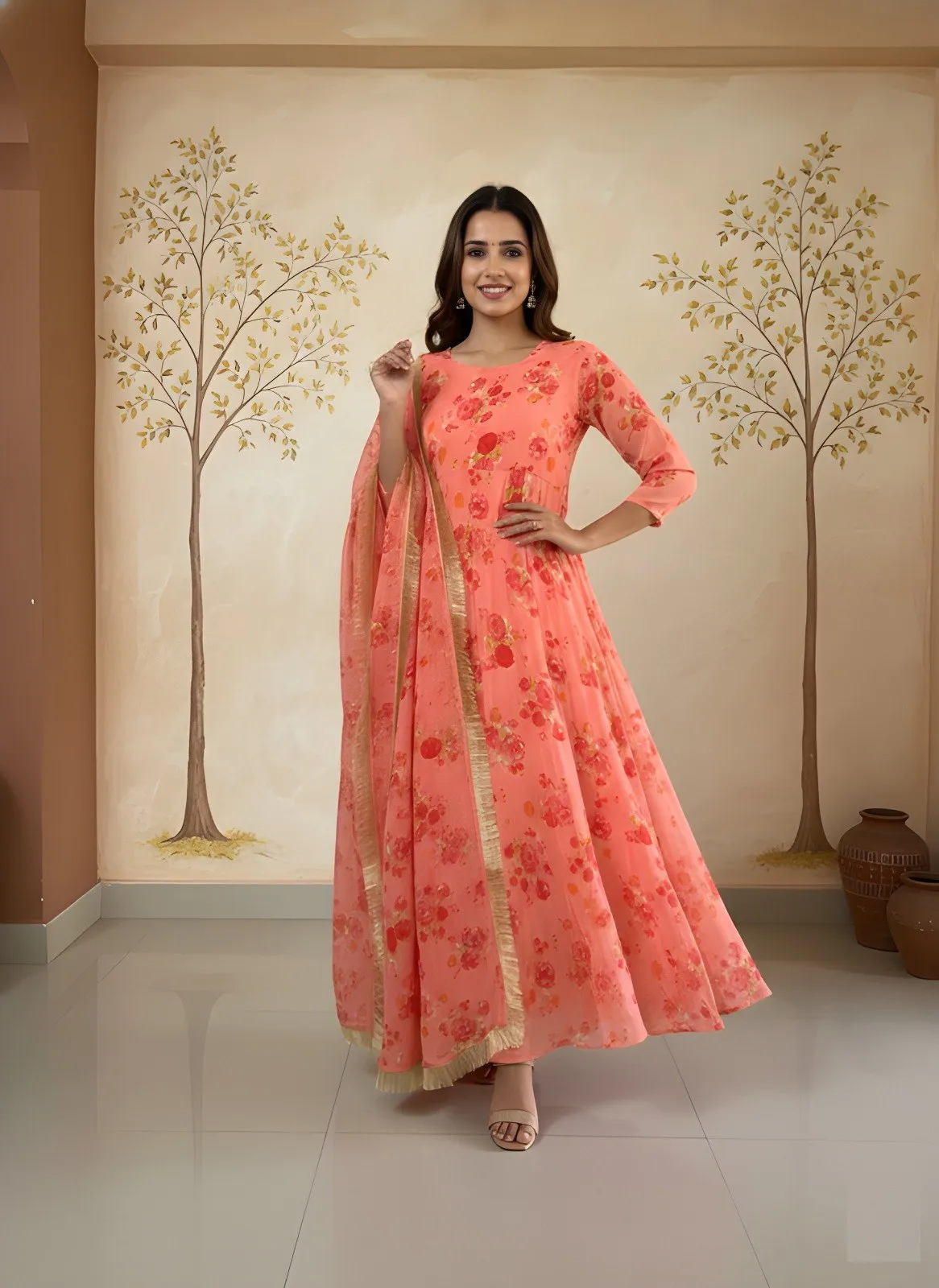 Shiv 331 Georgette Printed Readymade Gown Wholesale Surat